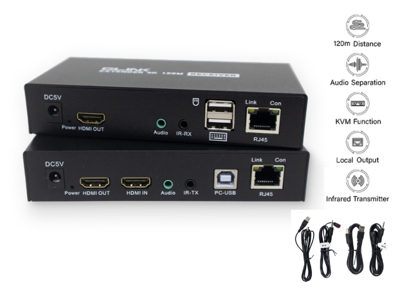 GLINK HDMI EXTENDER 120M มาพร้อม KVM ต่อเมาส์ได้ควบคุมระยะไกล 120 เมตร GLINK HDMI EXTENDER 120M มาพร้อม KVM ต่อเมาส์ได้ควบคุมระยะไกล 120 เมตร
