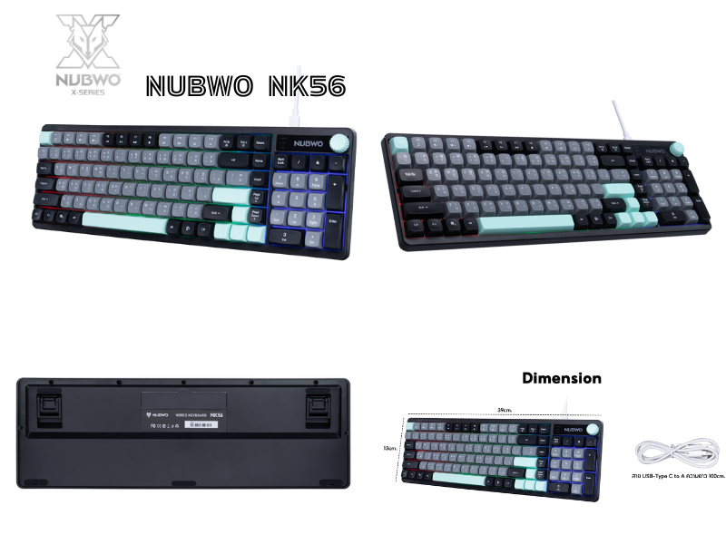 NUBWO คีย์บอร์ด Rubber Dome รุ่น NK56 เป็นปุ่มยางแบบ 103 ปุ่ม