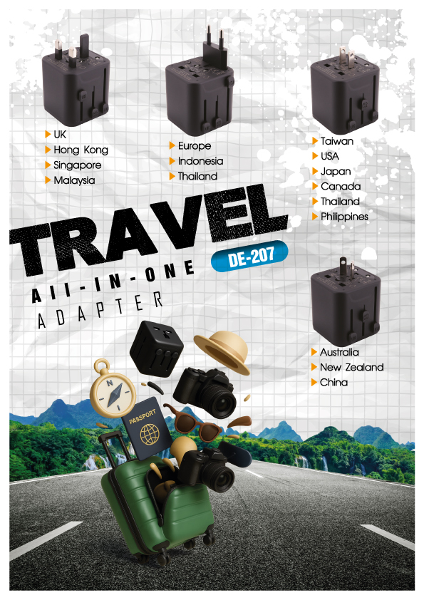 TOSHINO TRAVEL ADAPTER รุ่น DE-207 รองรับ 150ประเทศ ทั่วโลก