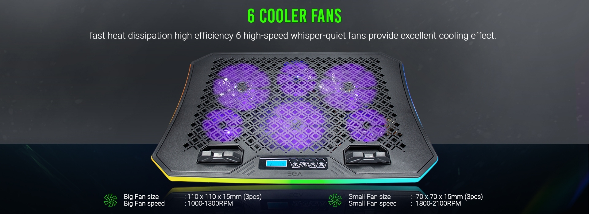 พัดลมรองระบายความร้อนโน๊ตบุ๊ค ขนาด 10-19นิ้ว ยี่ห้อEVG รุ่น TYPE CP3