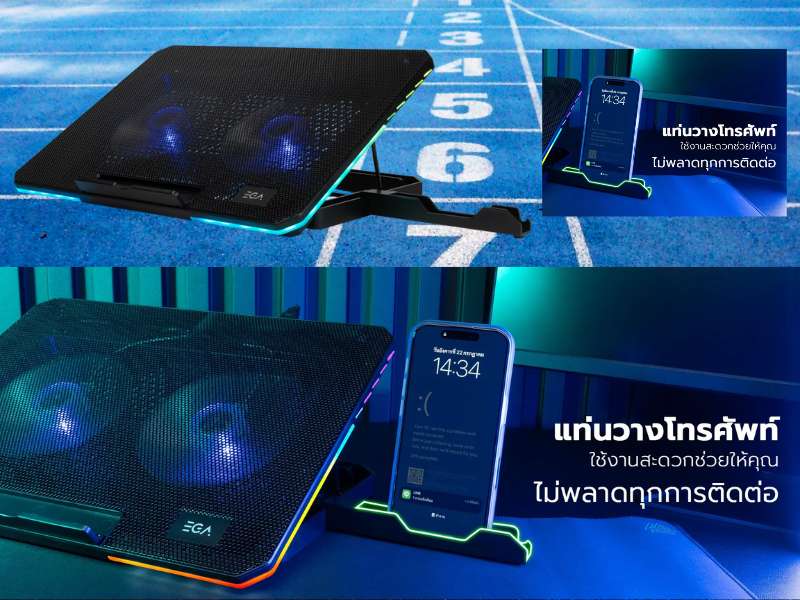 พัดลมรองระบายความร้อนโน๊ตบุ๊คขนาด 9-15.6 นิ้ว ยี่ห้อ EGA รุ่น TYPE CP6