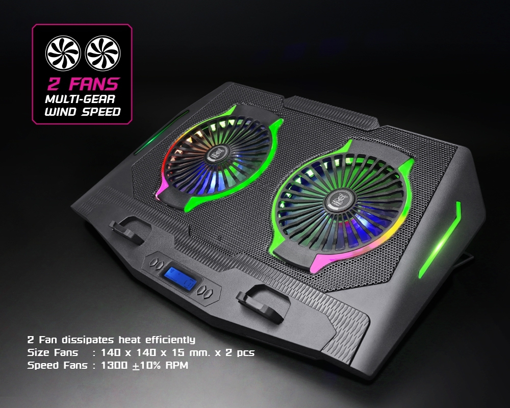 พัดลมรองระบายความร้อนโน๊ตบุ๊คขนาด9-17นิ้ว ยี่ห้อ NUBWO รุ่น NX-F2