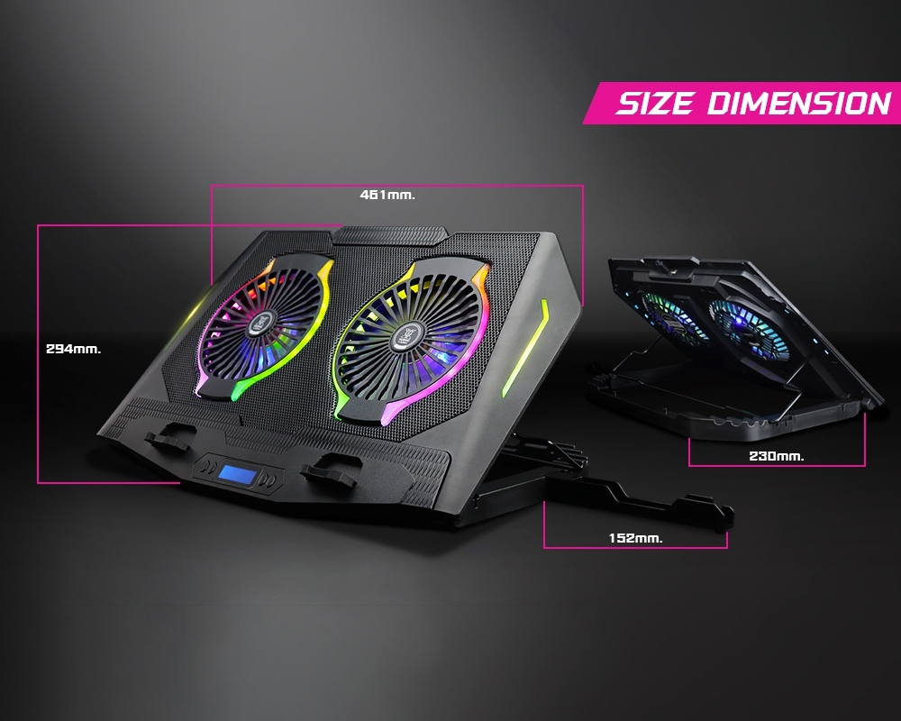 พัดลมรองระบายความร้อนโน๊ตบุ๊คขนาด9-17นิ้ว ยี่ห้อ NUBWO รุ่น NX-F2