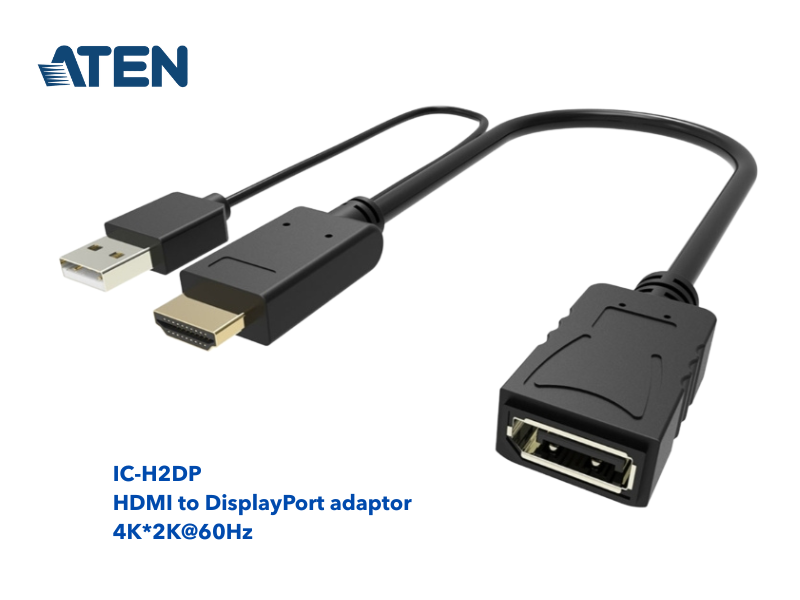ATEN HDMI to DisplayPort adaptor 4K*2K@60Hz จอภาพเป็นพอร์ต Display