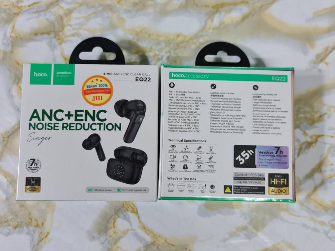 หูฟังมือถือแบบไร้สาย เชื่อมต่อผ่าน Bluetooth คละสี ยี่ห้อ hoco รุ่น EQ22