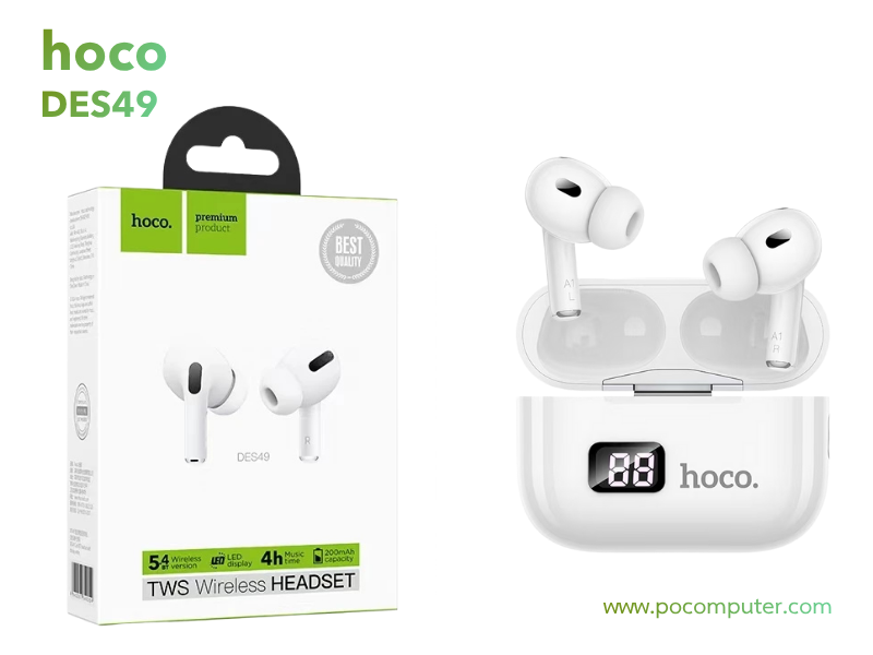 หูฟังมือแบบไร้สาย เชื่อมต่อแบบ Bluetooth V5.4 ยี่ห้อ hoco รุ่น DES49