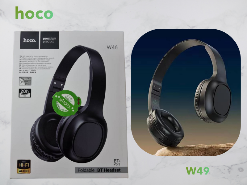 หูฟัง Bluetooth Hoco W46 ฟังไร้สายแบบครอบหู ดีไซน์มินิมอล พับเก็บได้