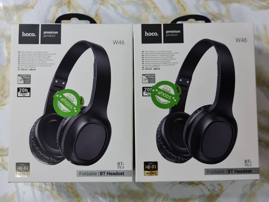 หูฟัง Bluetooth Hoco W46 ฟังไร้สายแบบครอบหู ดีไซน์มินิมอล พับเก็บได้