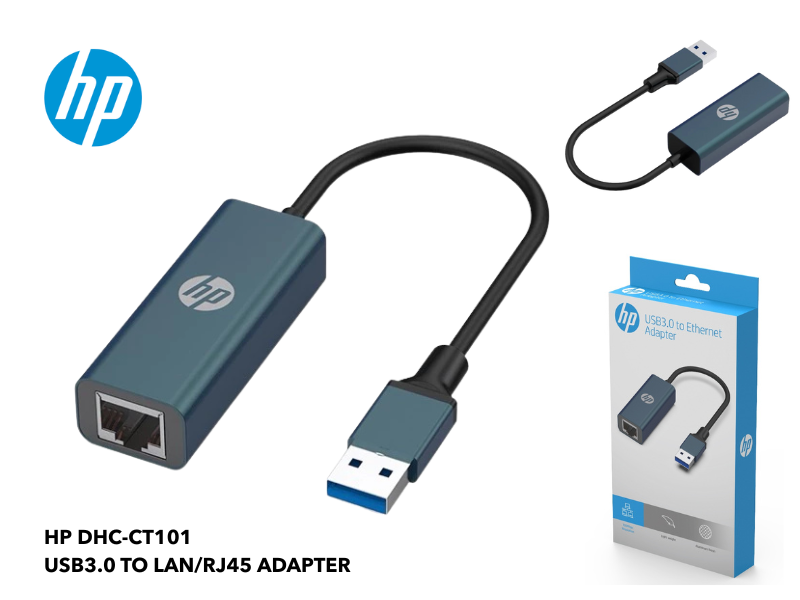 ADAPTER USB3.0 TO LAN/RJ45 1000Mbps. Gigabit ยี่ห้อHP รุ่นDHC-CT101
