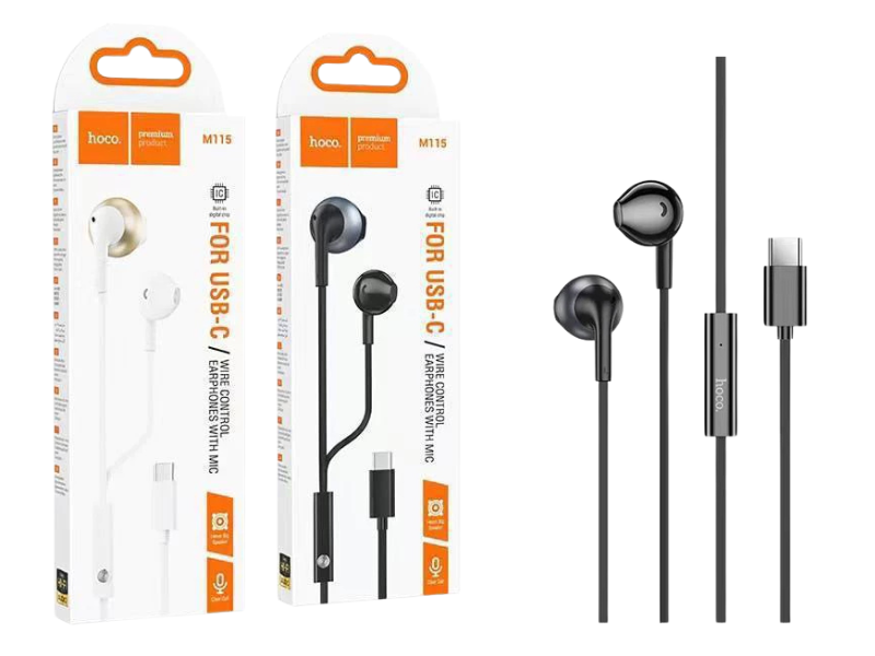 หูฟังโทรศัพท์มือถือ สมาร์ทโฟน แท็บเล็ต แจ๊คเสียบ USB-C สีขาว สีดำ