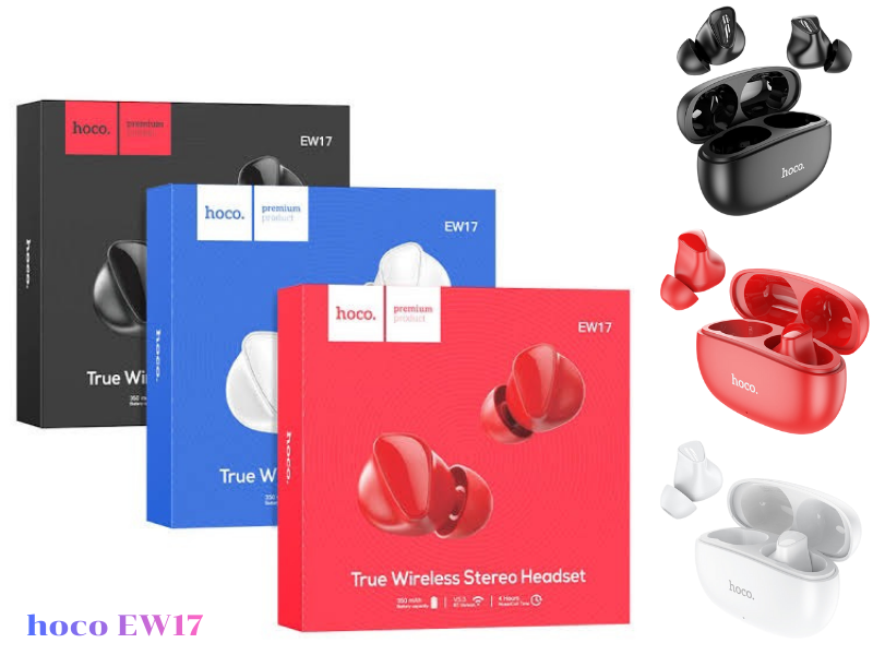 หูฟังมือถือแบบไร้สาย Bluetooth5.3 ยี่ห้อ hoco คละสี แดง ดำ ขาว