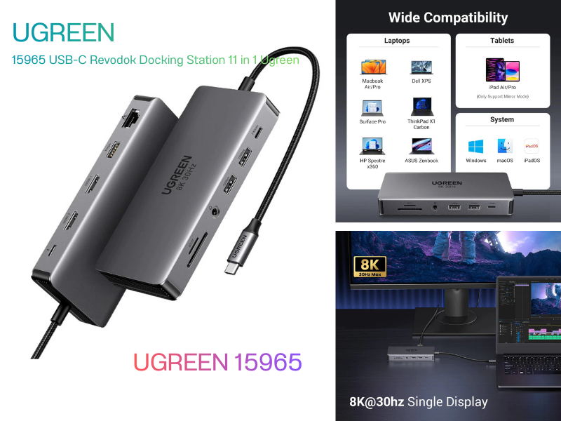 UGREEN USB TYPE-C HUB 10 IN 1 รองรับความละเอียดสูงสุด 4K@30Hz