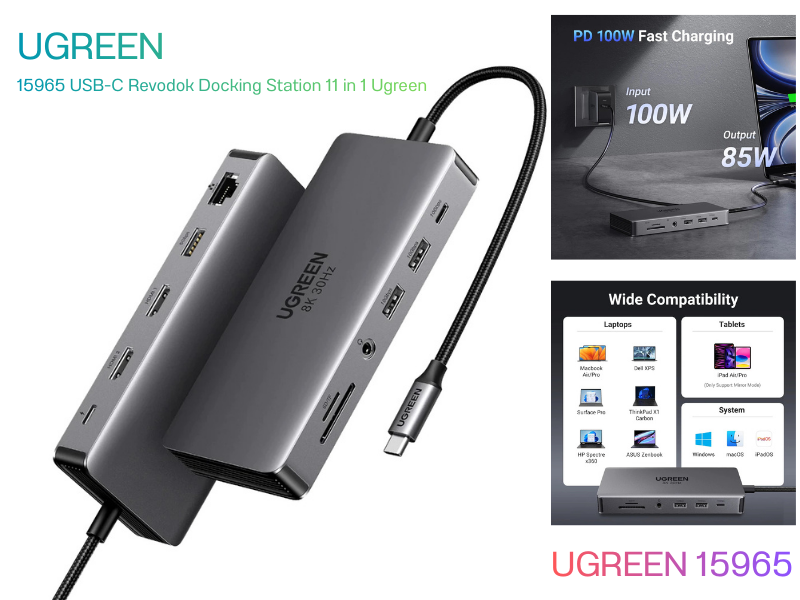 UGREEN USB TYPE-C HUB 10 IN 1 รองรับความละเอียดสูงสุด 4K@30Hz