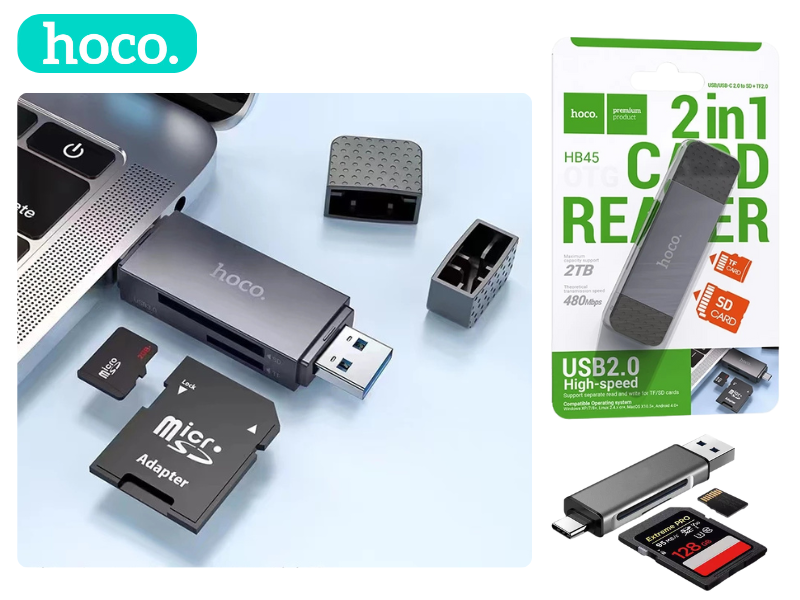การ์ดรีดเดอร์ Type-C / USB 2.0 ความเร็วสูง 5Gbps รองรับ OTG ความจุสูงสุด 2TB อ่าน SD / TF Card