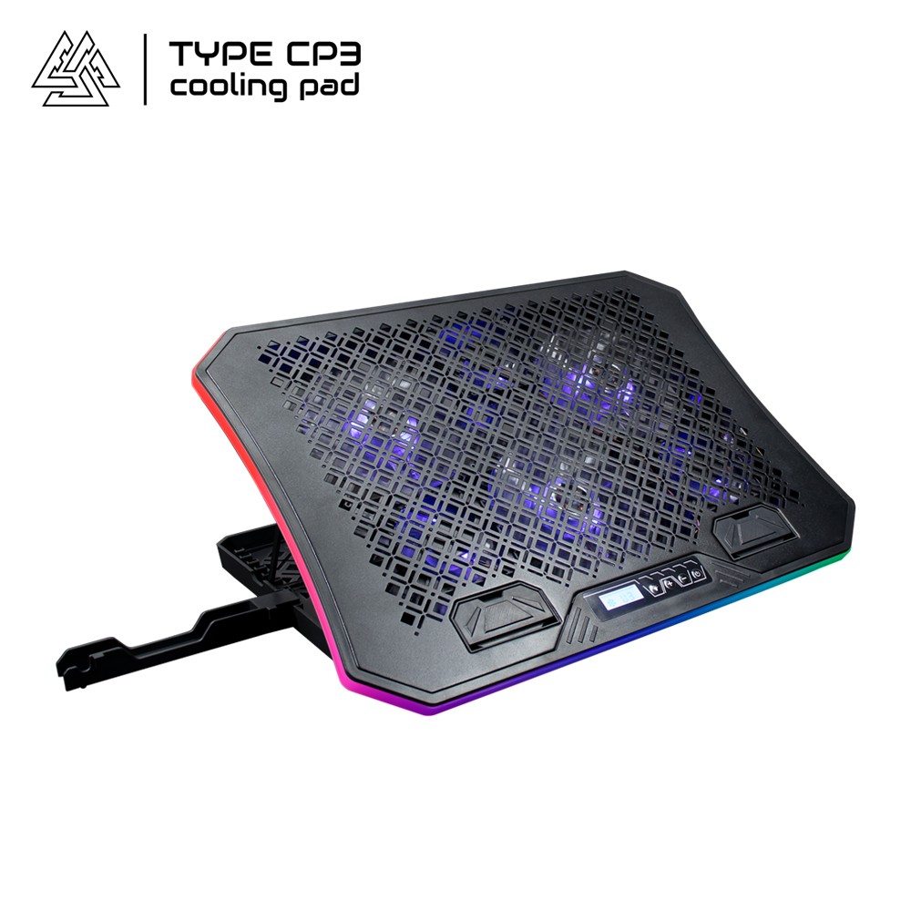 EGA COOLER PAD พัดลมรองโน้ตบุ๊ค พัดลม 6 ตัว ไฟ LED ตกแต่งไฟ RGB 10 โหมด