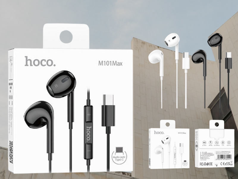 หูฟังมือถือยี่ห้อ hoco รุ่น M101 max แจ๊คเสียบแบบ USB-C มีสีขาว สีดำ