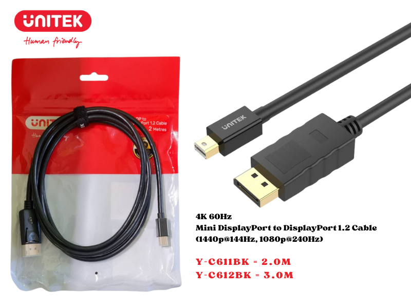 UNITEK CABLE MINI DISPLAY TO DISPLAY PORT 3.0M 4K@60Hz.