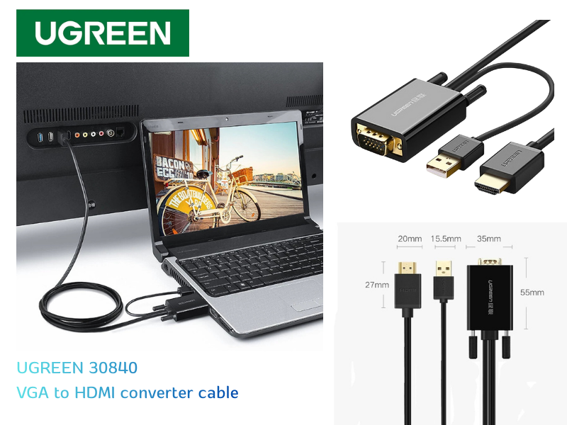 UGREEN VGA TO HDMI CABLE 2.0M With USB Power