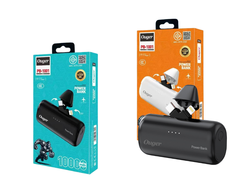 POWER BANK 10000mAh. มีสายชาร์จในตัวแบบ 2-in-1 (Type-C + Lightning)