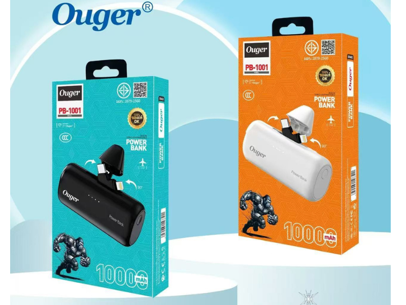 POWER BANK 10000mAh. มีสายชาร์จในตัวแบบ 2-in-1 (Type-C + Lightning)