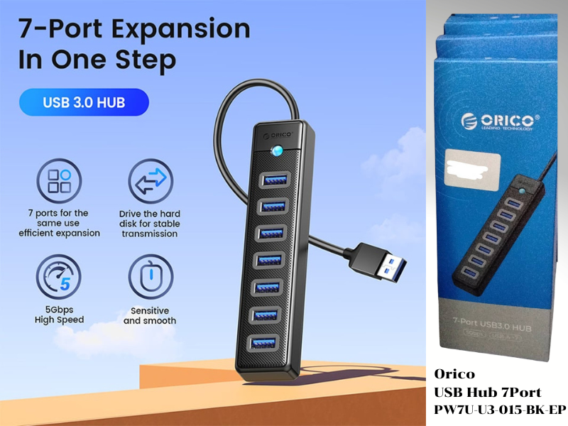 ORICO USB3.0 Hub 7 Ports Black Model. PW7U-U3-015-BK-EP