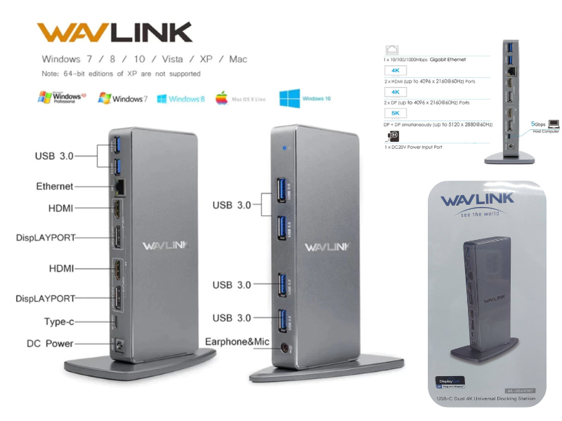 WAVLINK WL-UG69DK7 USB-C Multi Docking Station 14-IN-1