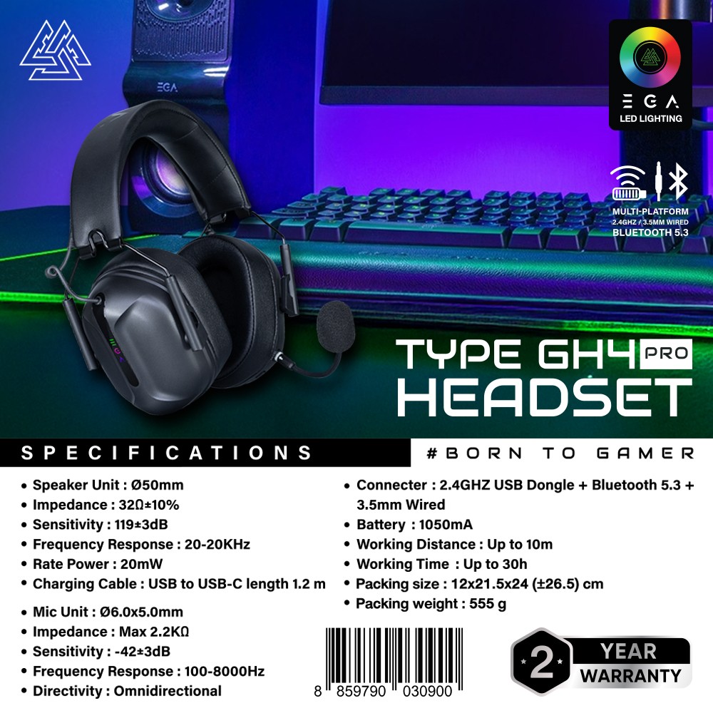 หูฟังเกมมิ่งเชื่อมต่อได้ เชื่อมต่อได้ 3 ระบบ Wireless/Bluetooth/AUX