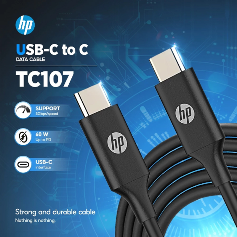 HP สายเคเบิล USB TYPE-C  3.0M รุ่น TC107 PD Fast Charging สูงสุด 60W (20V/3A)