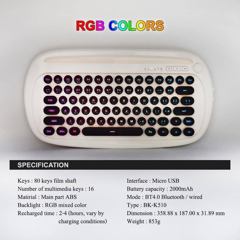OKER Bluetooth 4.0 Keyboard 80Keys พร้อมสาย Micro USB มีให้เลือก 4สี