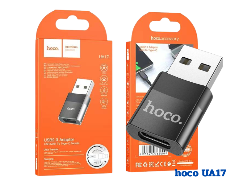 Hoco อะแดปเตอร์แปลงหัว USB Type-C (เมีย) เป็น USB-A (ผู้)