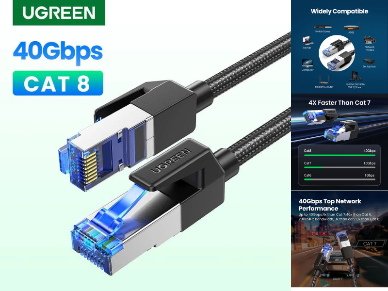UGREEN สายเคเบิล อีเธอร์เน็ต Cat 8 40 Gbps 2000 Mhz สําหรับแล็ปท็อป Ps 4 Router Rj45