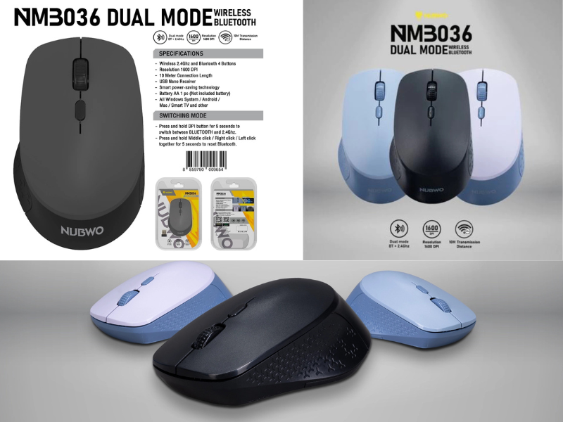 Nubwo NMB-036 Mouse Wireless+Bluetooth Dual Mode เม้าส์ไร้สาย