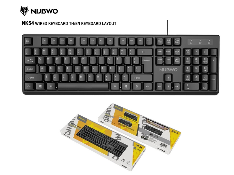 NUBWO NK54 USB KEYBOARD 104keys สีดำสายยาว 1.3เมตร