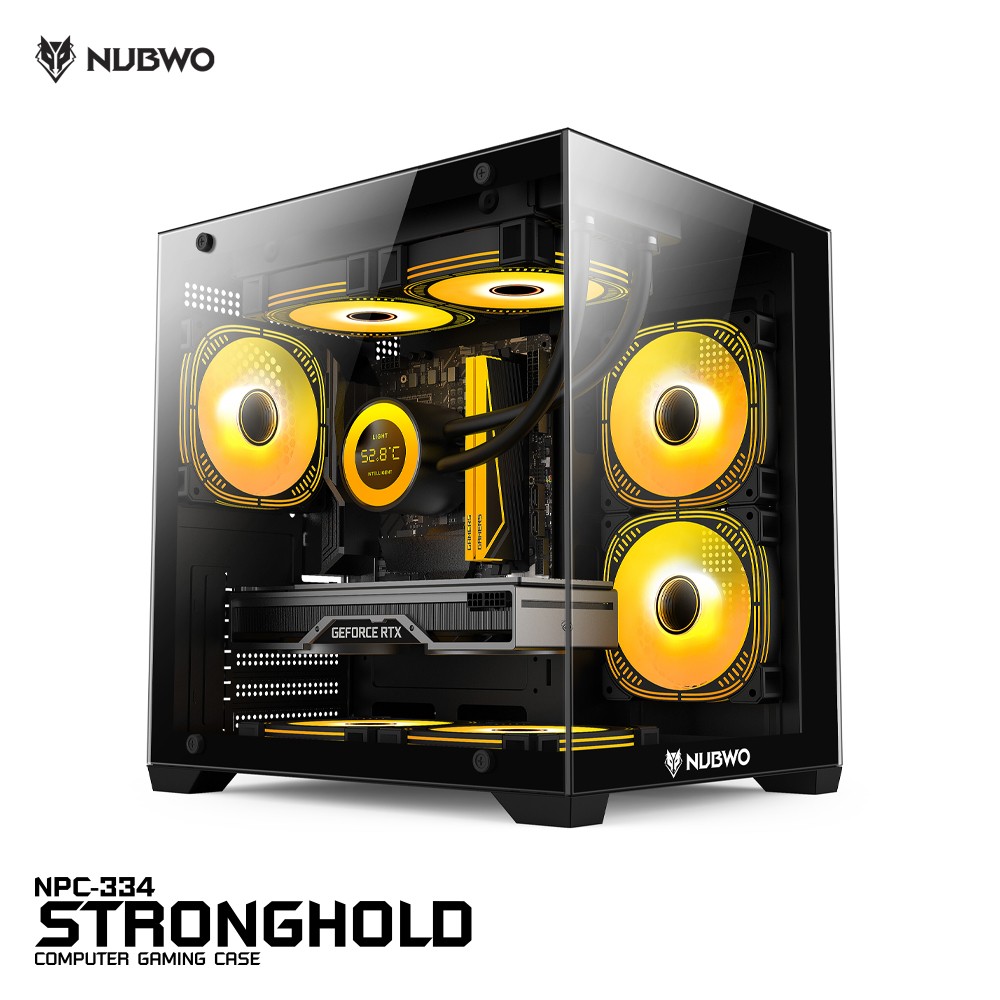 NUBWO STRONGHOLD เคสคอมพิวเตอร์ PC mATX CASE NPC-334 3FANs RGB