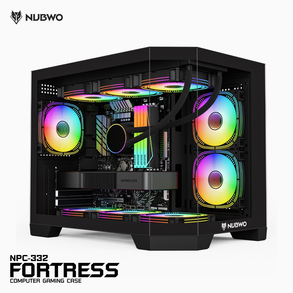 NUBWO FORTRESS เคสคอมพิวเตอร์ PC mATX CASE NPC-332 3FANs RGB