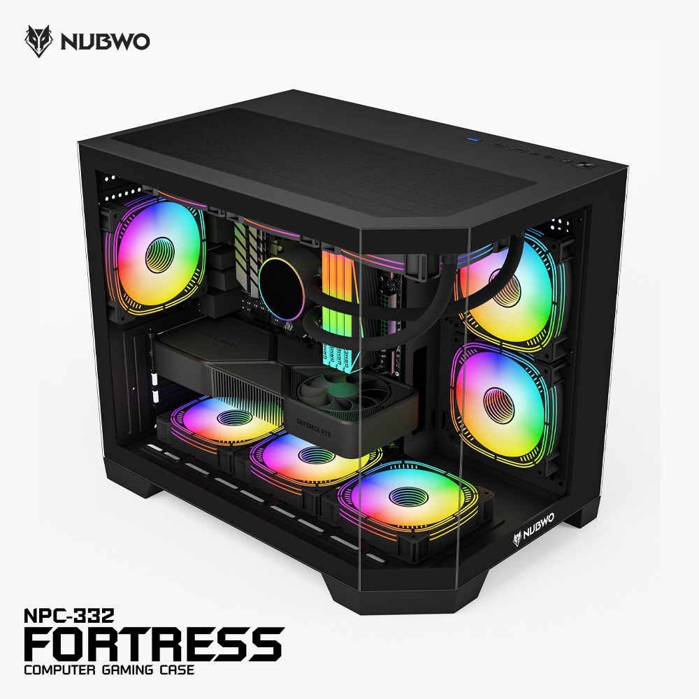 NUBWO FORTRESS เคสคอมพิวเตอร์ PC mATX CASE NPC-332 3FANs RGB