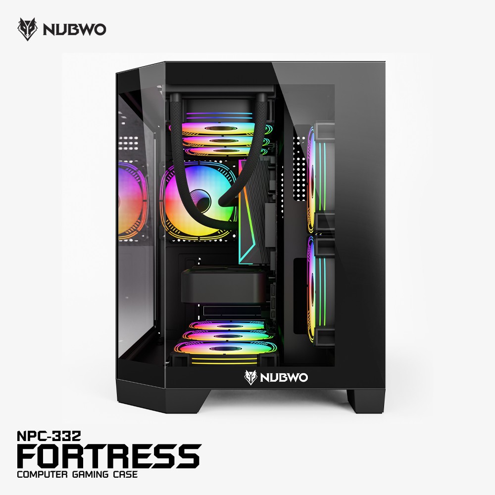 NUBWO FORTRESS เคสคอมพิวเตอร์ PC mATX CASE NPC-332 3FANs RGB