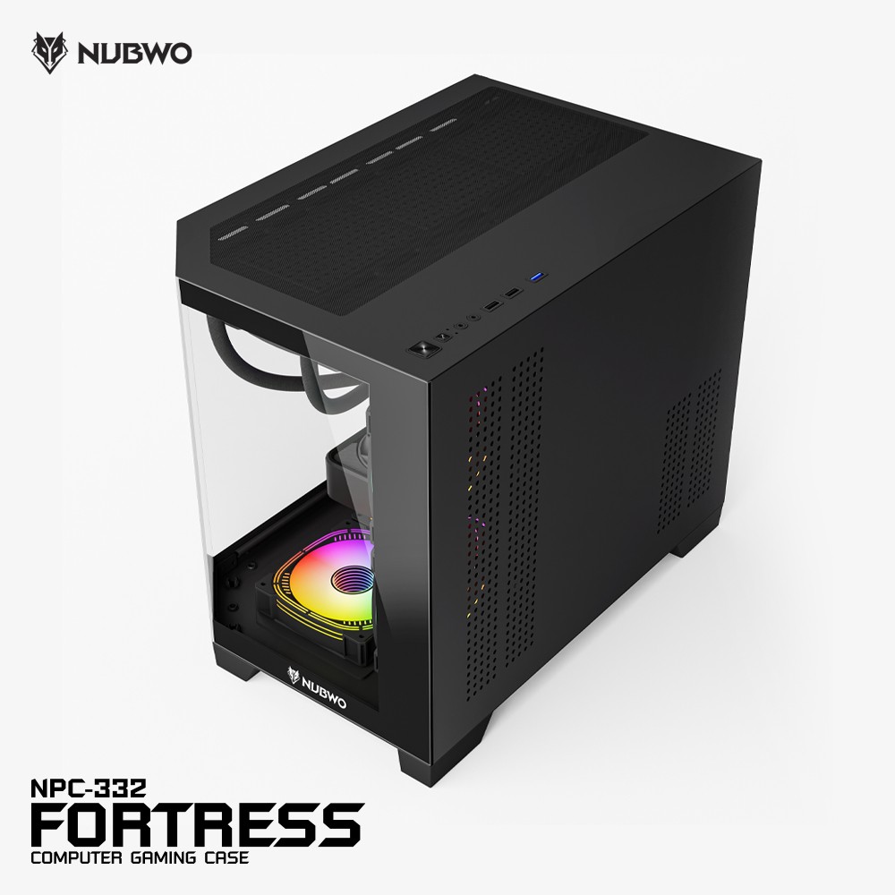 NUBWO FORTRESS เคสคอมพิวเตอร์ PC mATX CASE NPC-332 3FANs RGB