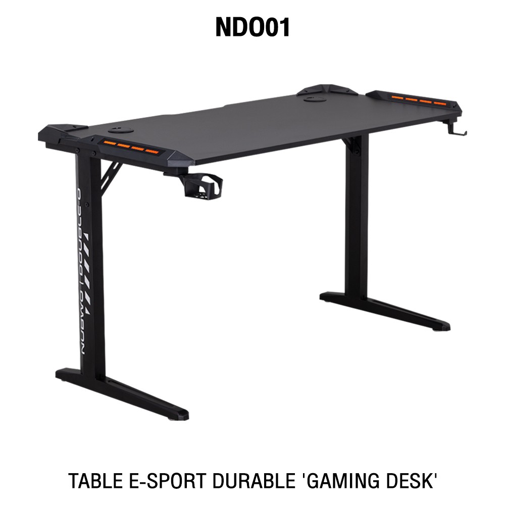 โต๊ะเกมมิ่ง รุ่น NDO-01 ขนาด 120x60x1.5 CM. มีไฟ LED สามารถปรับสีและโหมดไฟได้