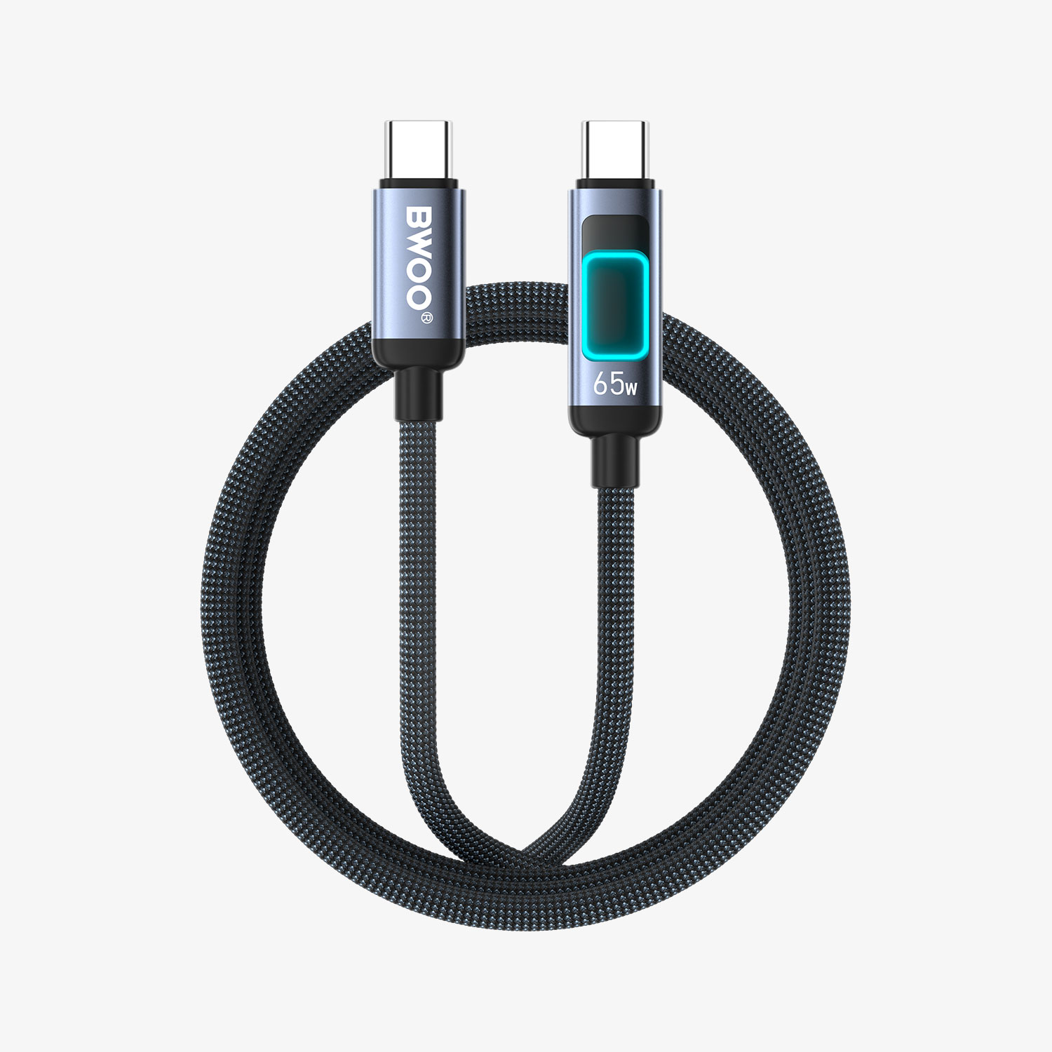 USB-C to USB-C Fast Charging Cable with RGB Color Lights 65W 1.0M