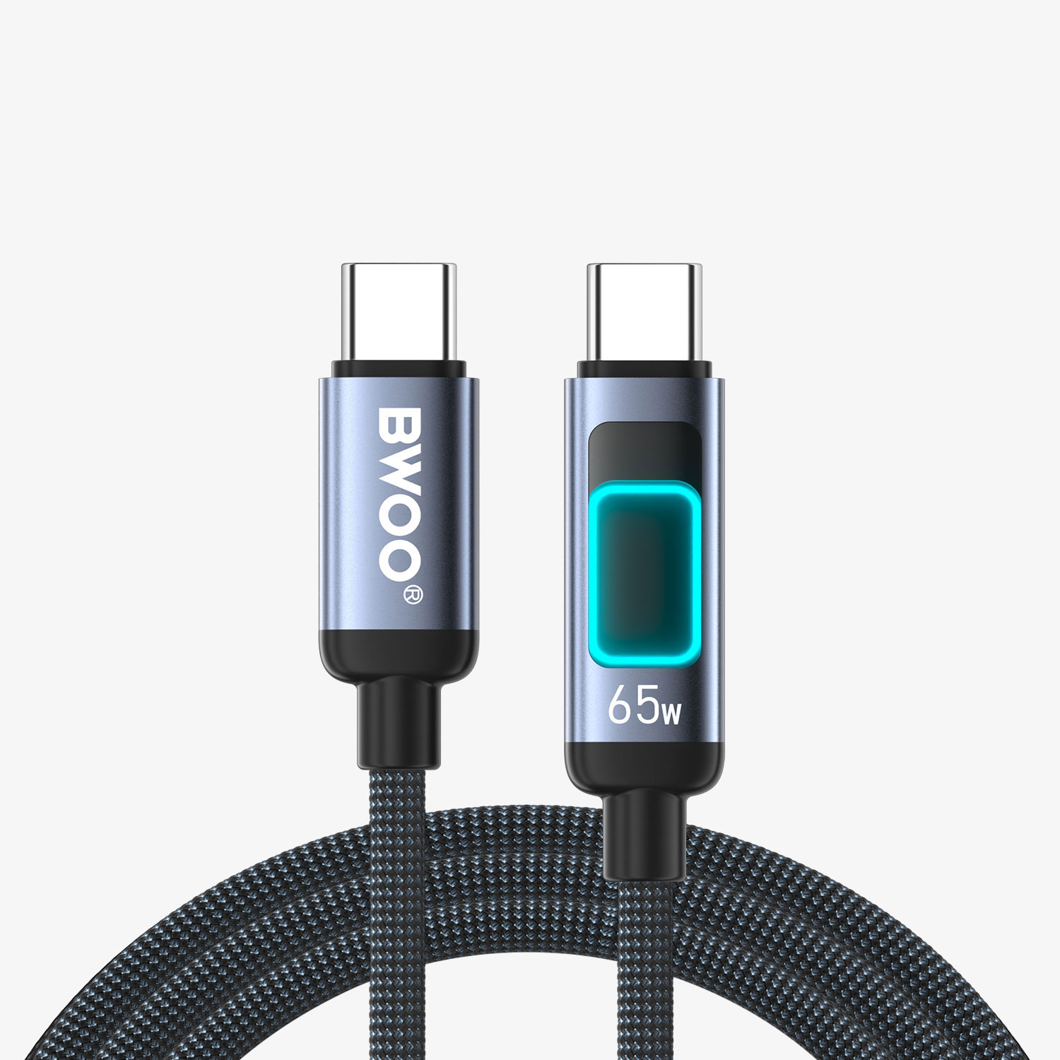 USB-C to USB-C Fast Charging Cable with RGB Color Lights 65W 1.0M
