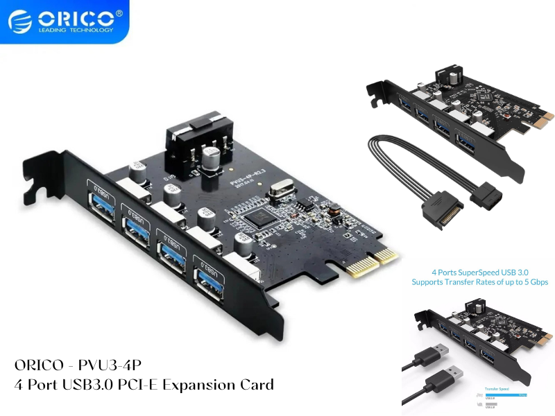 ORICO 4 Port USB3.0 PCI-E Expansion Card (PVU3-4P)