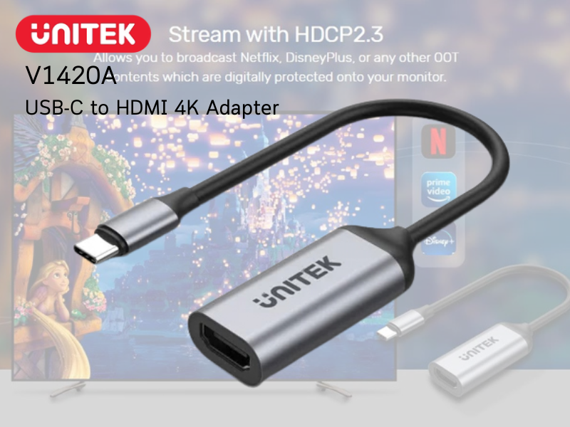 UNITEK USB-C to HDMI 4K Adapter Works with Mac, Windows, Chrome, Linux.