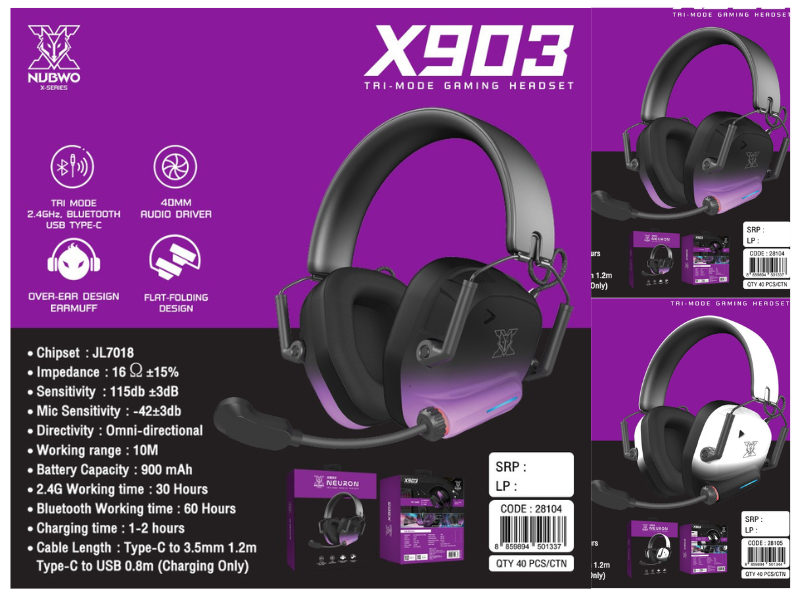 NUBWO X-SERIES X903 TRI-MODE GAMING HEADSET 3 MODE