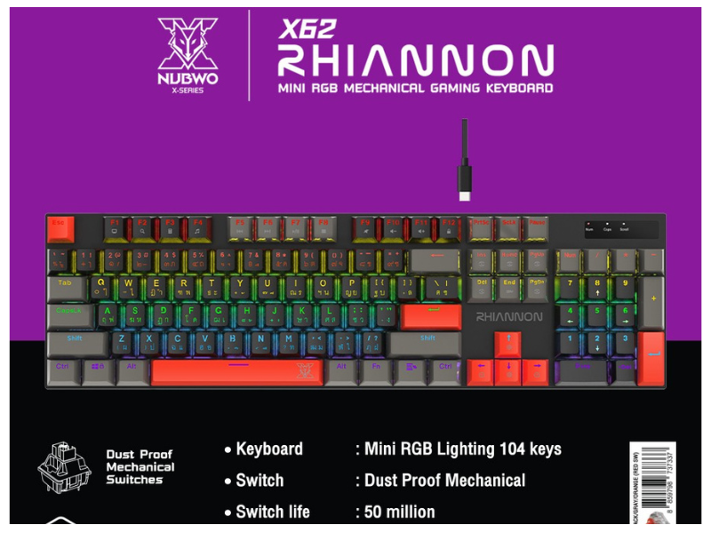 NUBWO RHIANNON MINI RGB MECHRNICAL GAMING KEYBOARD Model X62