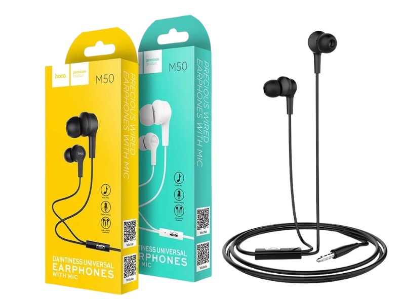 hoco หูฟัง รุ่น M50 หัวแบบ 3.5 สำหรับโทรศัพท์มือถือ หรือ เครื่องเล่นเพลง ต่างๆ