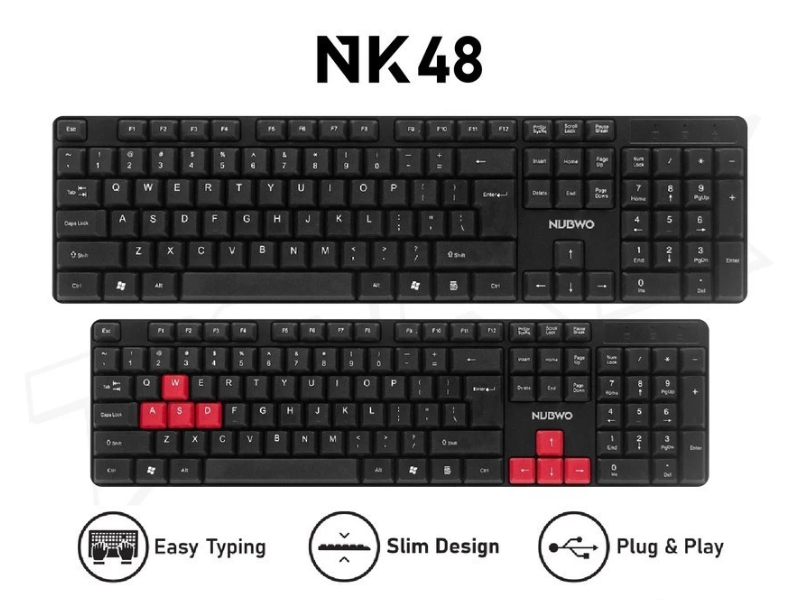 NUBWO NK-48 คีย์บอร์ด มีสาย ภาษาไทย+อังกฤษ Keyboard USB เหมาะสำหรับสายทำงาน