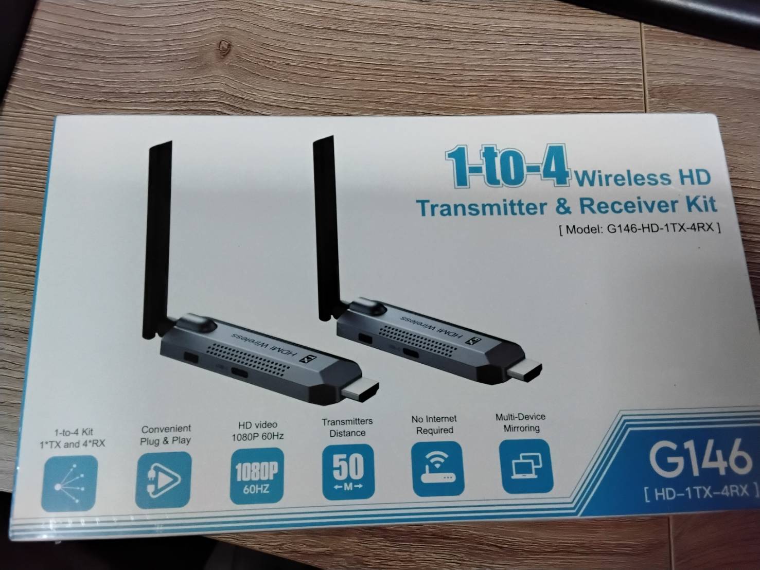 Wireless HDMI Audio Video Transmitter & Receiver 4 Display Adapter Extender 50M.