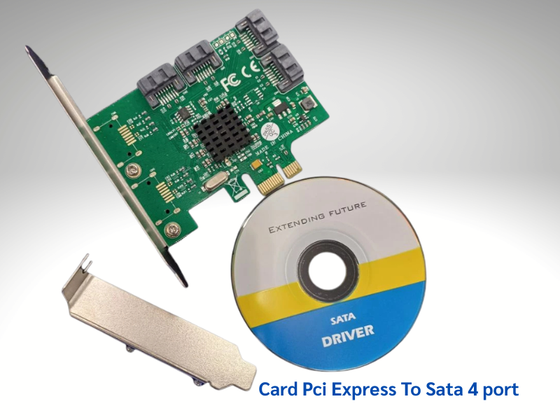 PCI EXPRESS CARD SATA 4port การ์ดเพิ่มพอร์ต SATA 4พอร์ต มีก้านเหล็กสั้นแปลง