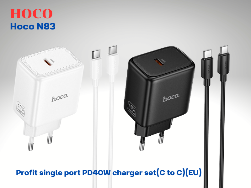 ชุดชาร์จมือถือ ยี่ห้อHOCO รุ่นN83 Adapter 40W + สายชาร์จ USB-C 1.0M